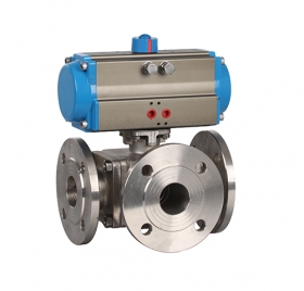 法兰式高平台三通气动球阀ZMAQ45F