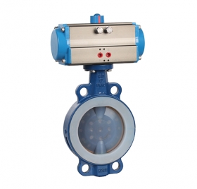 对夹式全衬四氟气动蝶阀ZMAD71F46